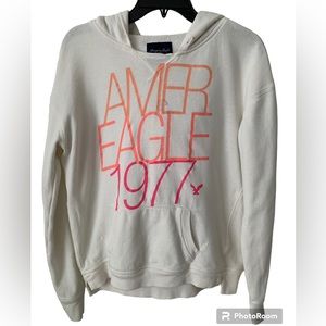 American Eagle Outfitters Hoodie Women M White Cream Sweatshirt Y2K Long Sleeves